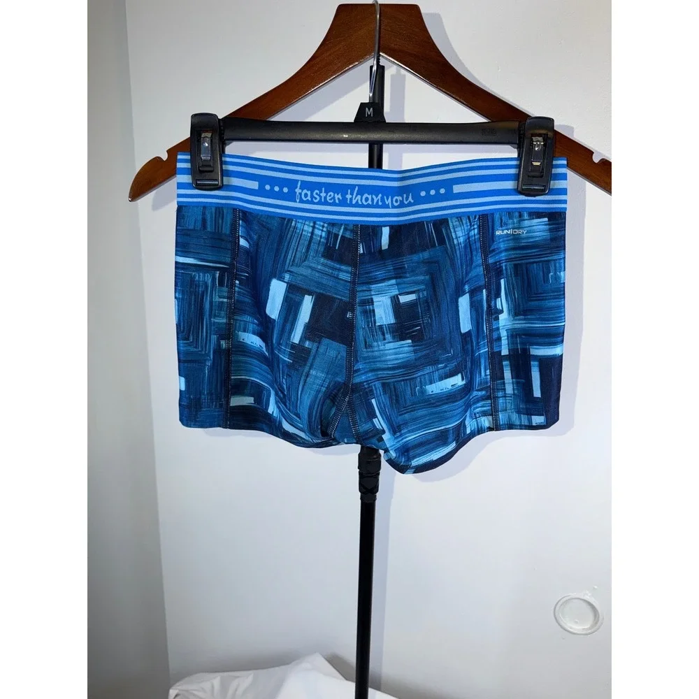Saucony Compression Running Shorts Mens M Blue Faster Than You RunDry Abstract